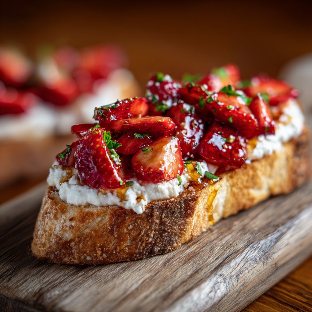 Sliced Strawberry Ricotta Toast